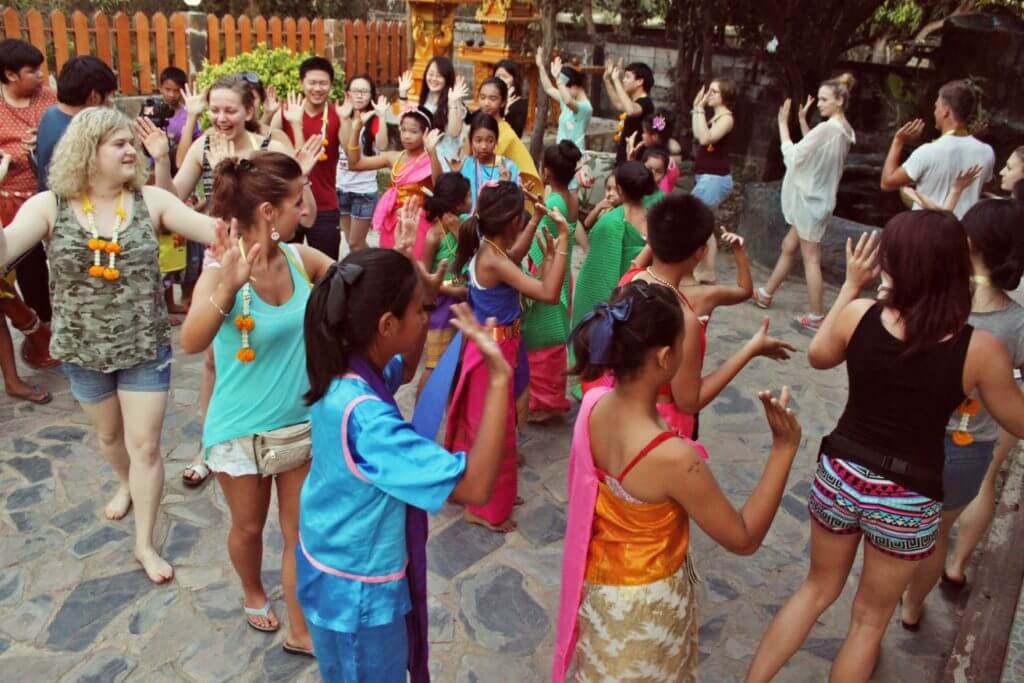 volunteer enjoying welcome ceremony in thailand