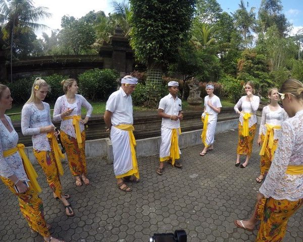 cultural ceremony for volunteers on orientation week bali