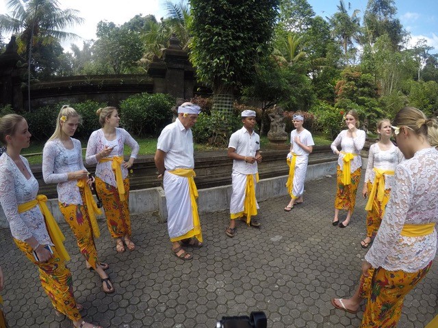 cultural ceremony for volunteers on orientation week bali