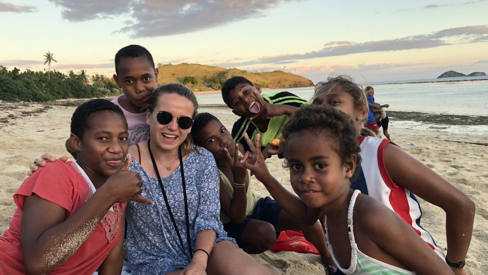 Volunteer teaching picture in Fiji islands