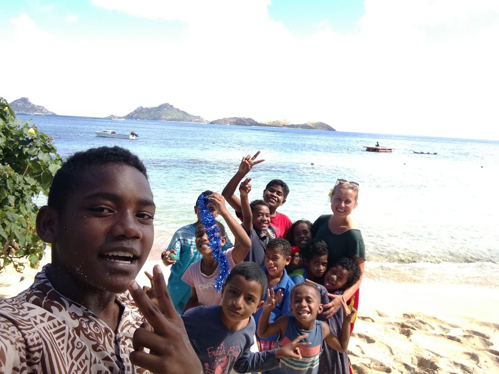 beach and children shot island teaching program fiji