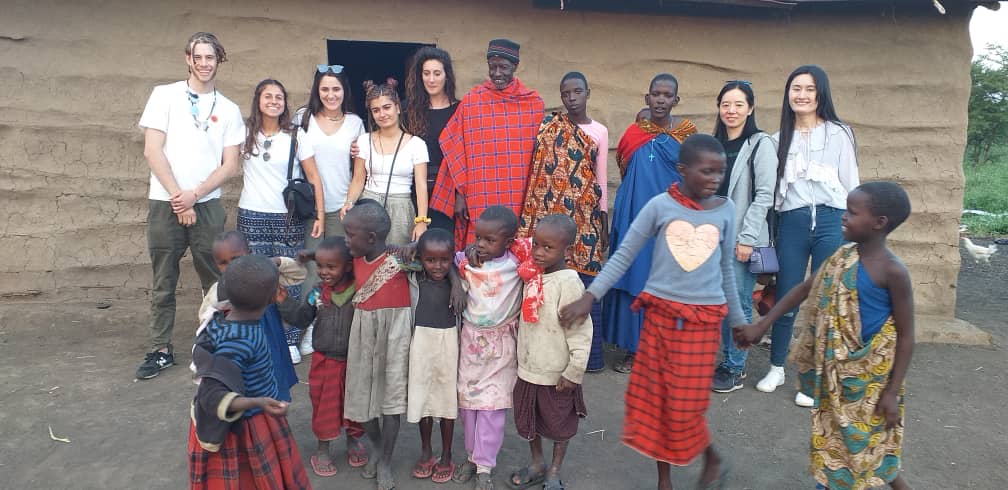 Group photo with maasai people