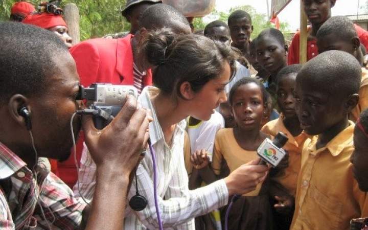 Participant interviewing students