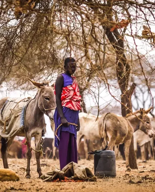 Maasai-woman-with-donkey