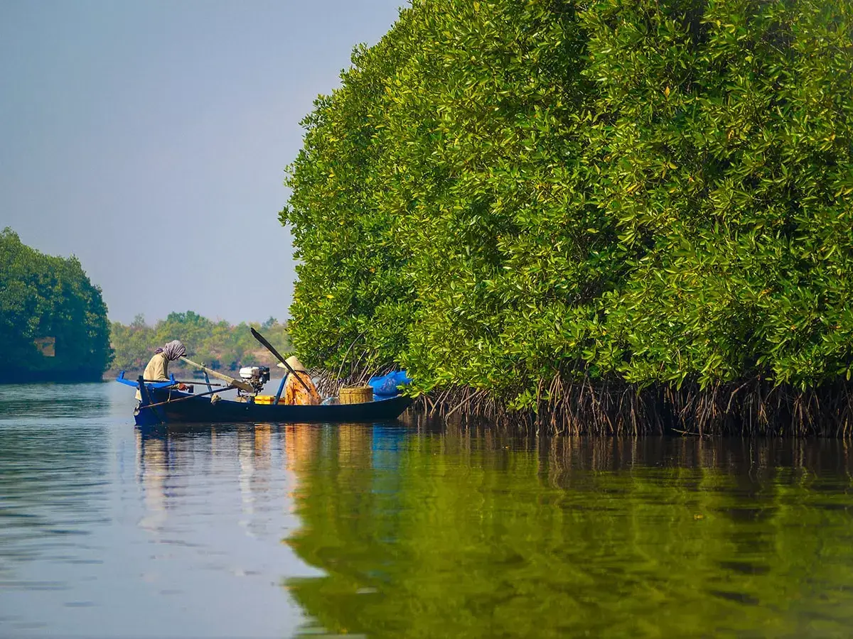 boat on river in Kampot