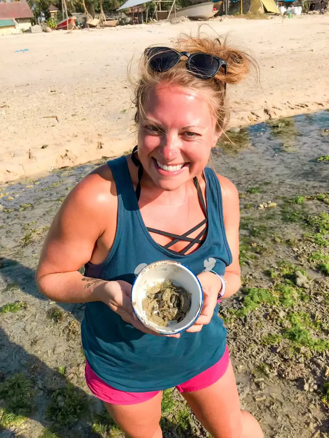 collecting crabs at the beach