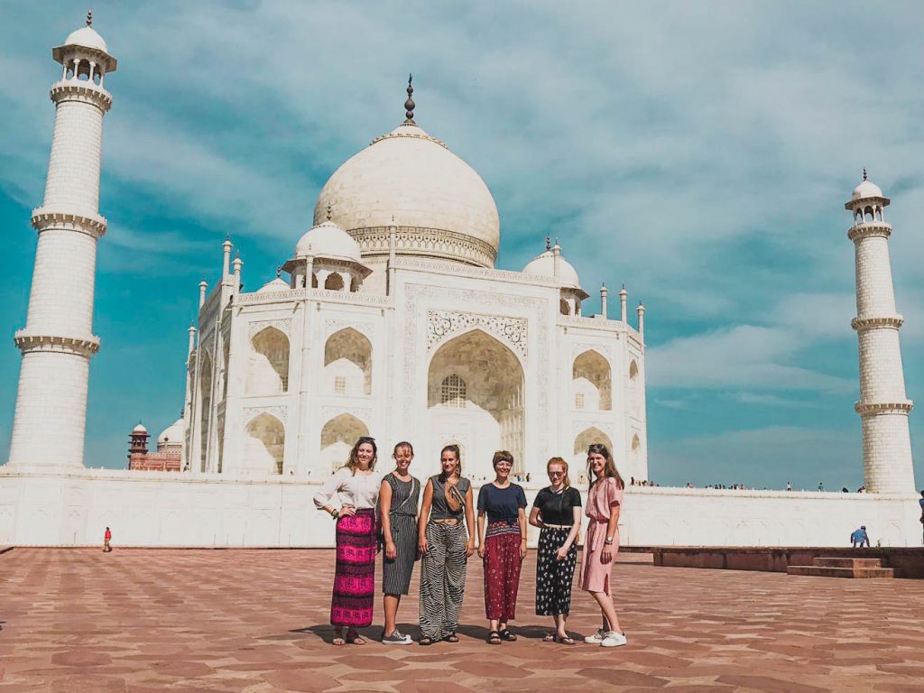 group outside the Taj Mahal