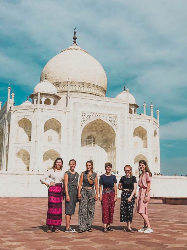 group outside the Taj Mahal