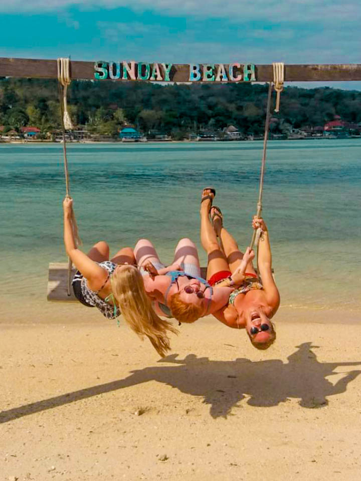 swinging on a beach swing