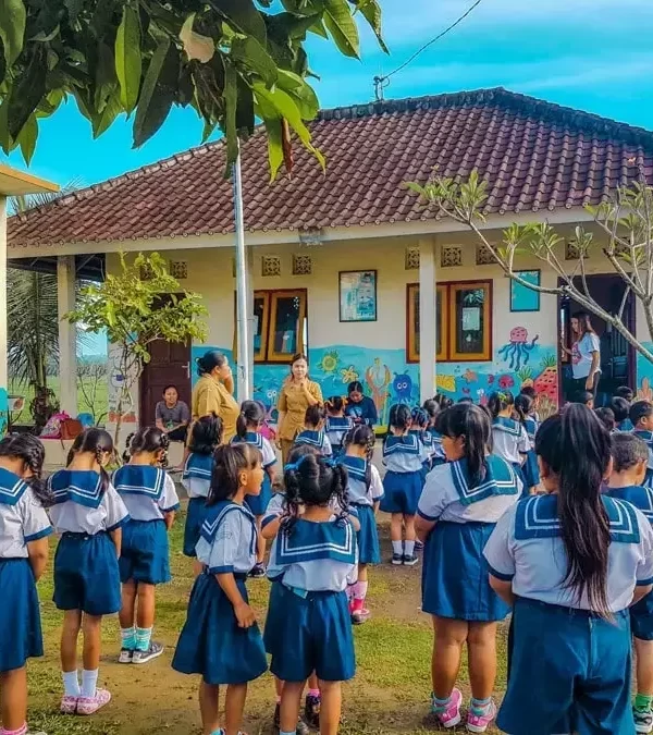 teaching outside at local school