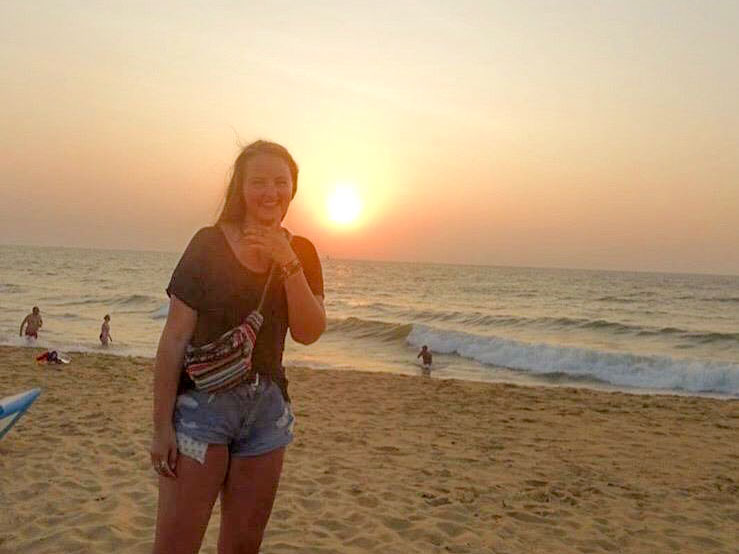 volunteer on beach in Sri Lanka