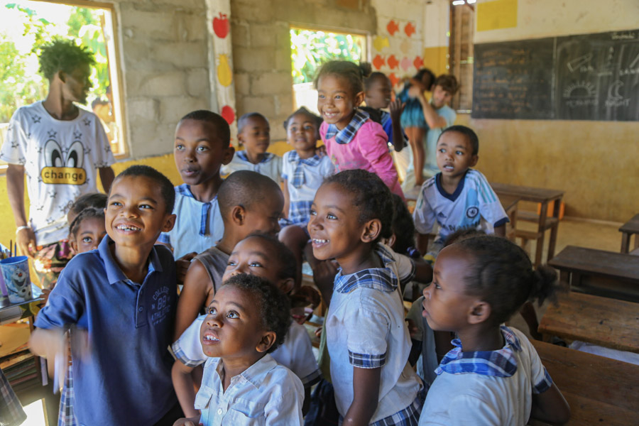 smiling school children