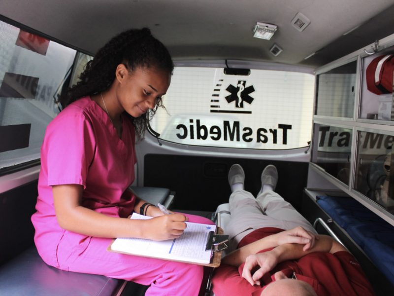 sitting in ambulance