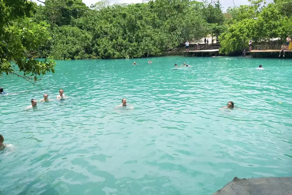 swimming in the lagoon