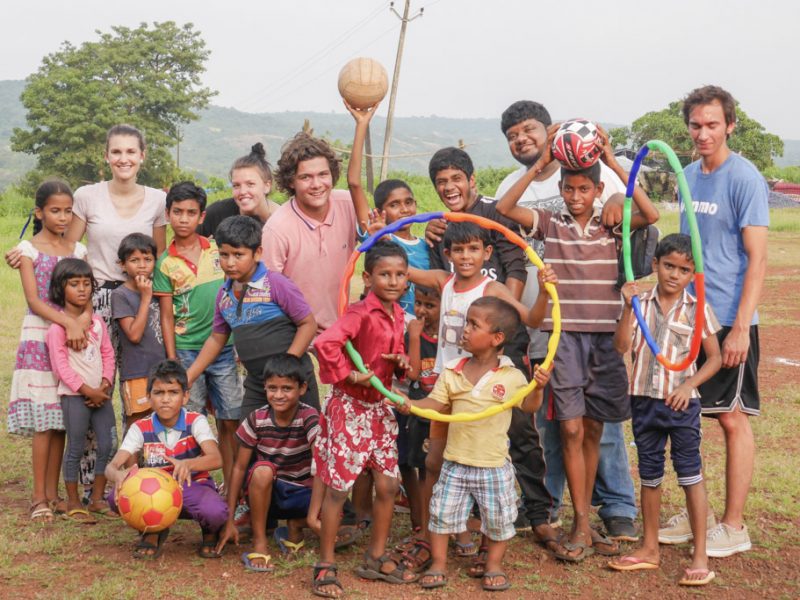 group with children and games