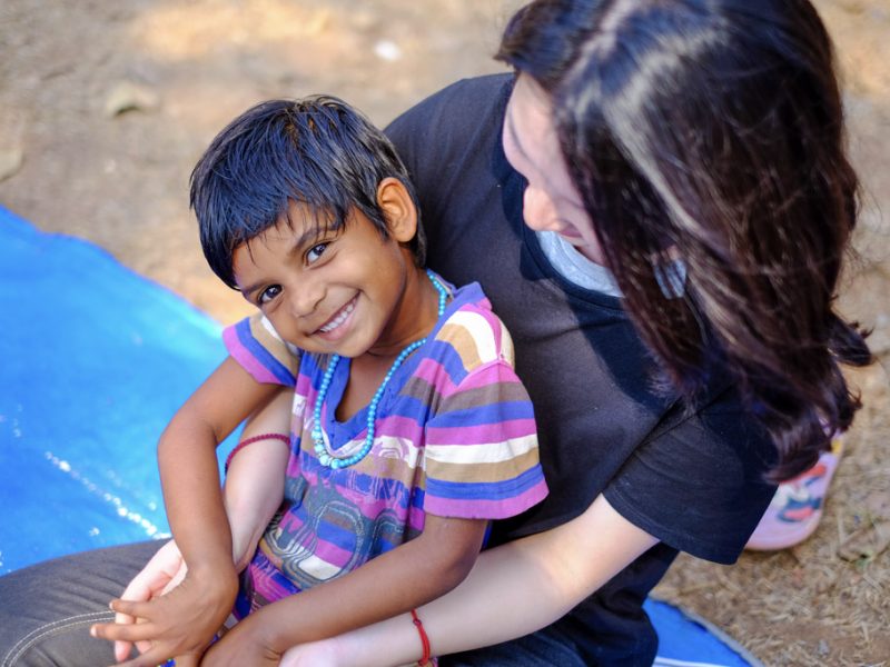 child sitting on participants lap