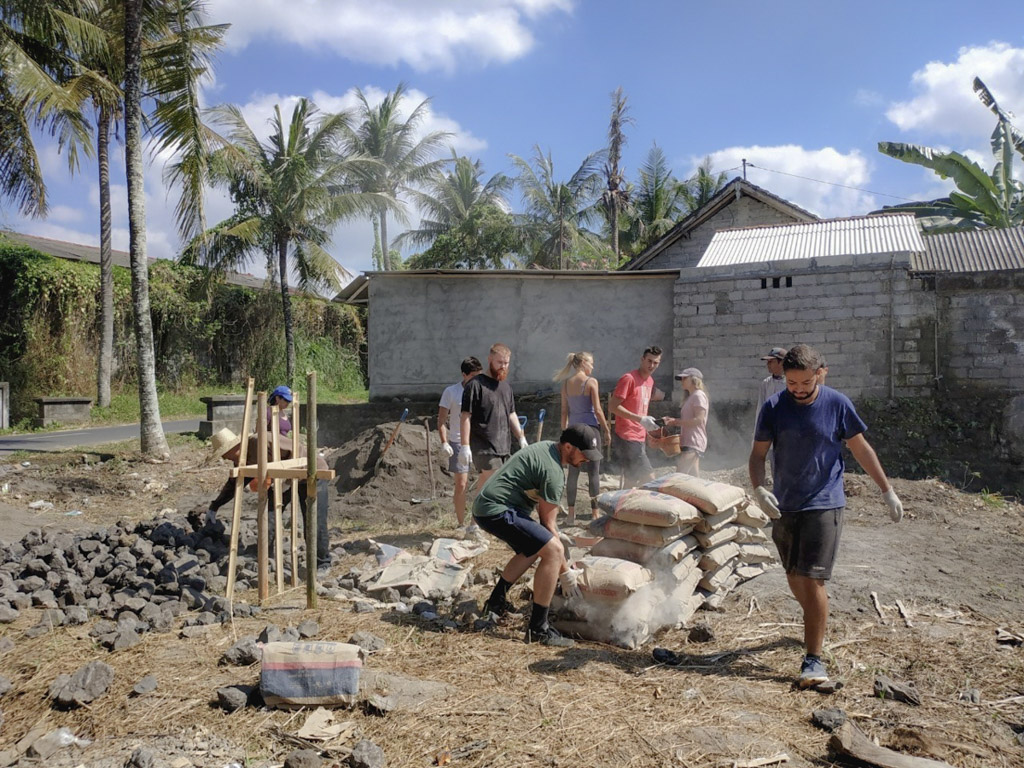 carrying cement bags