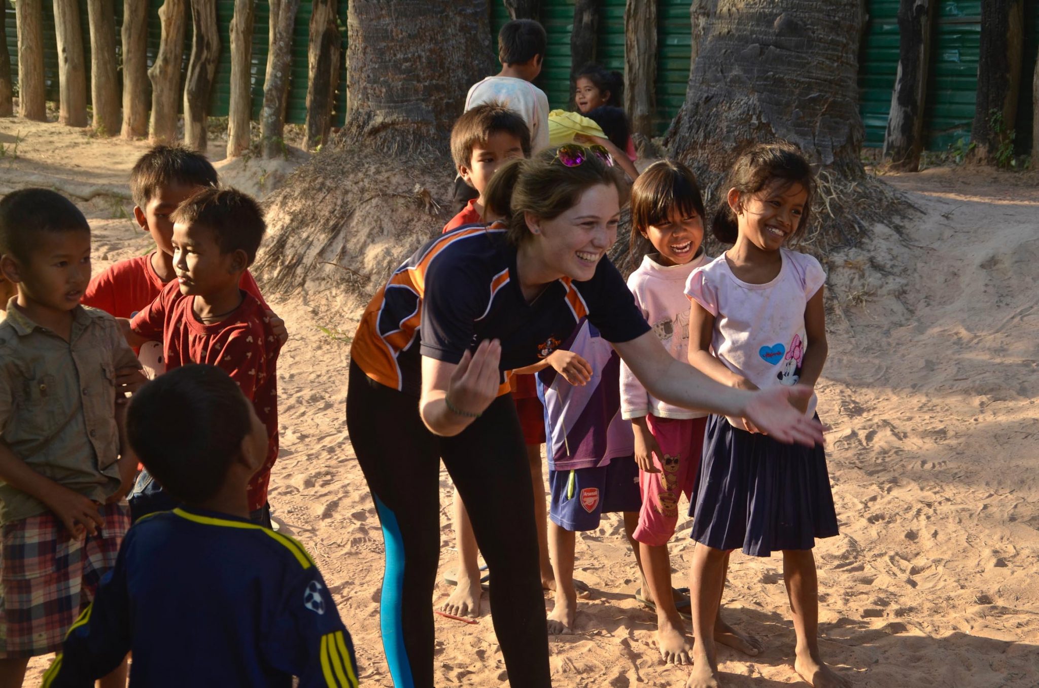 Participant playing with students