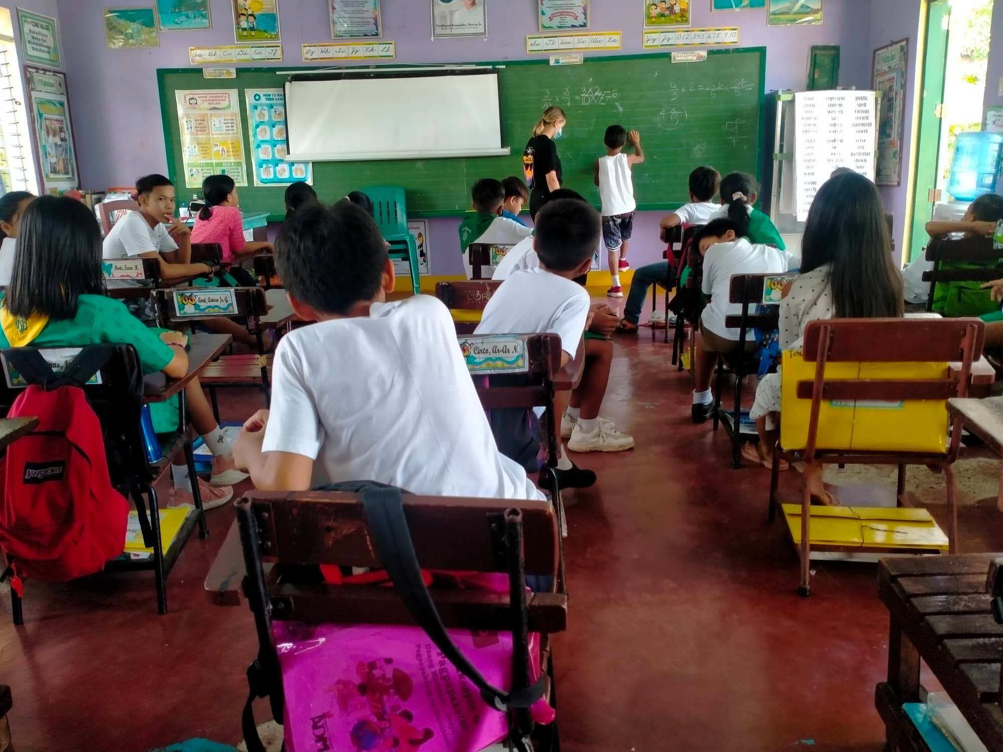 teaching class in Leyte