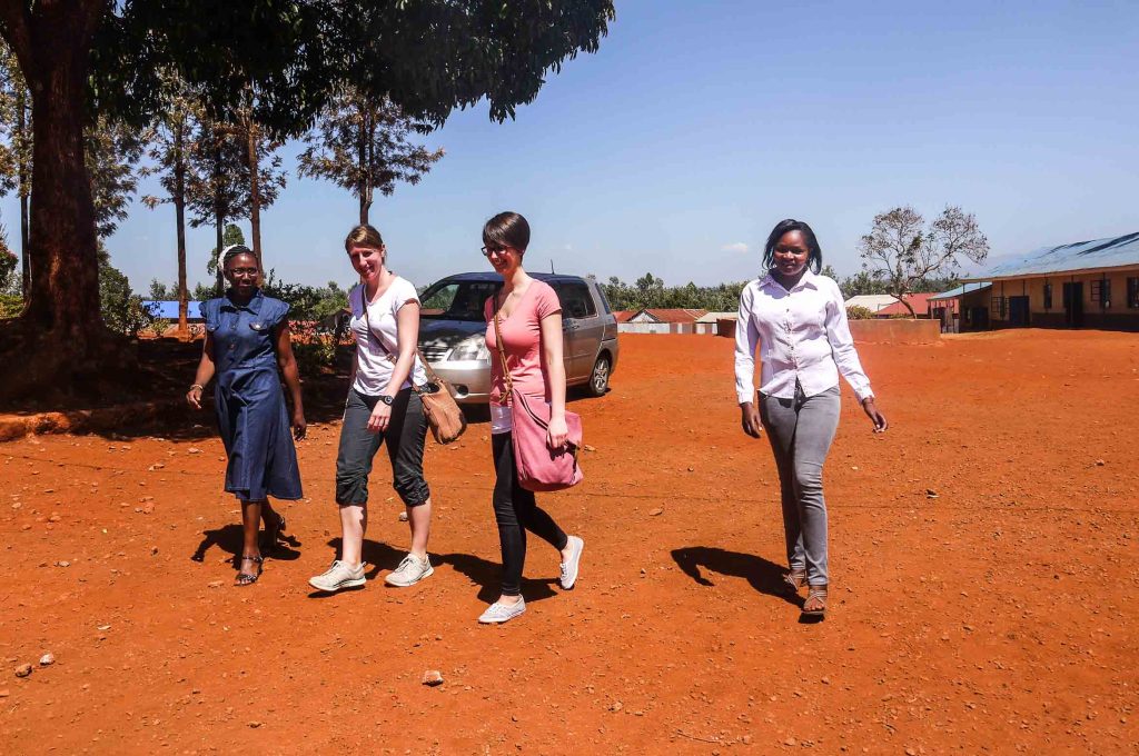 Participants leaving the school