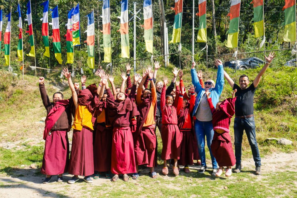 monks jumping