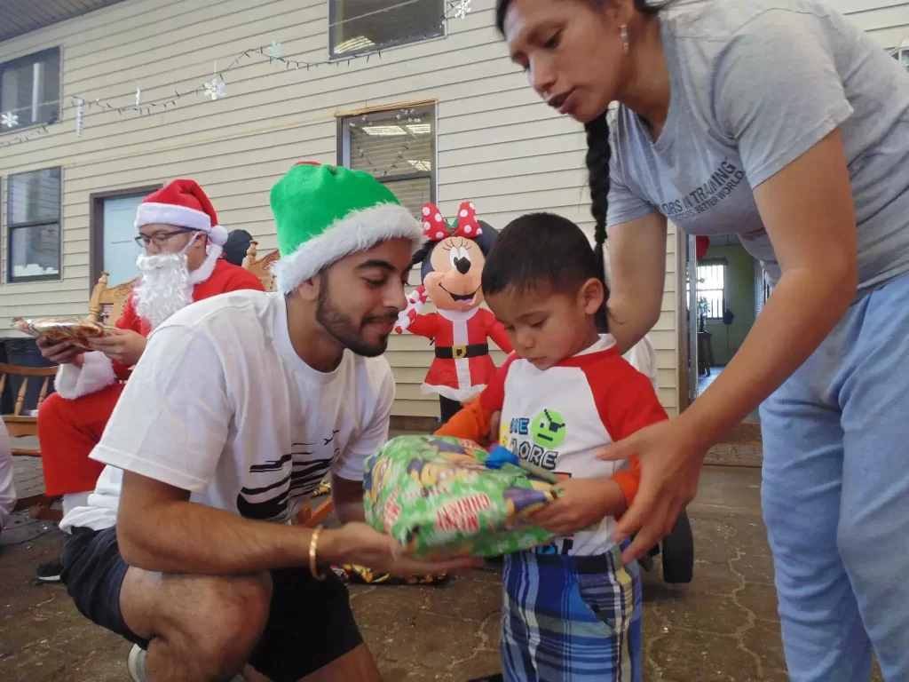 giving present to child