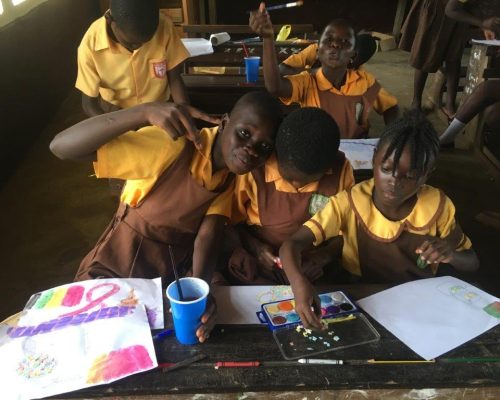 children making their art work