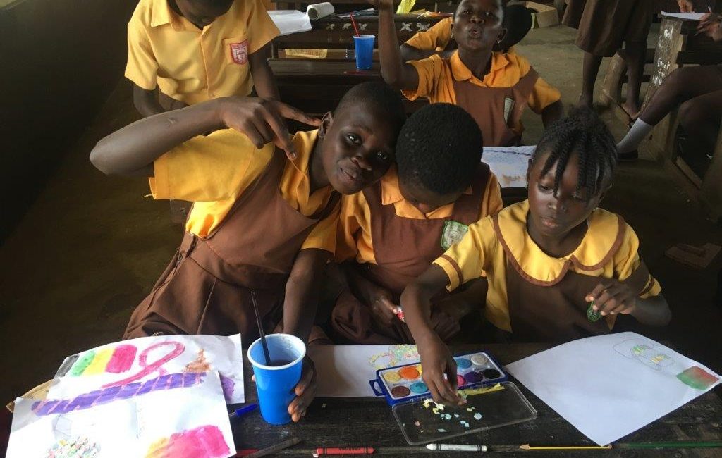 children making their art work