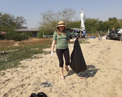 Collecting Garbage on the beach