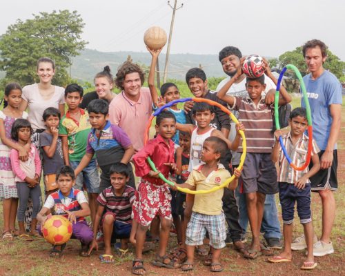 group with children and games