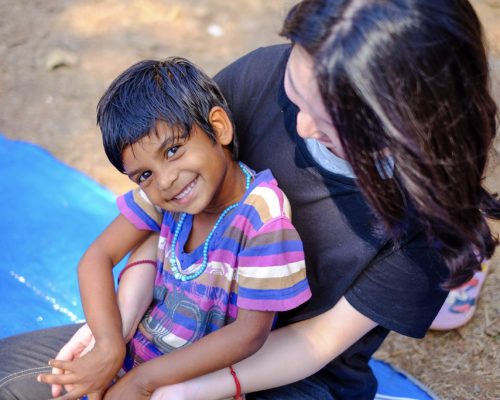 child sitting on participants lap