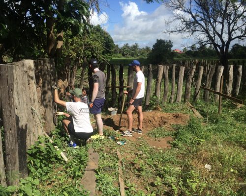 Construction work in garden