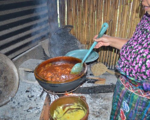 food on the fire stove