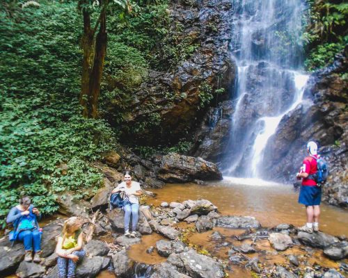 swiming in waterfall