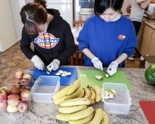 preparing food for homeless