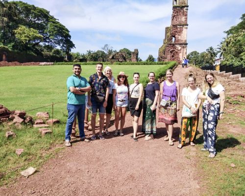 walking around ruins in Goa