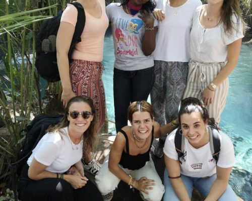 Group photo of participant visit the hot spring