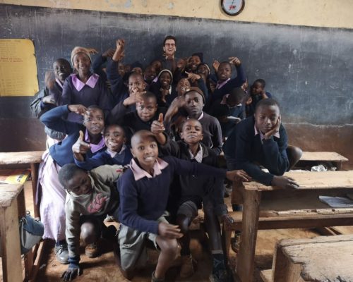 Group photo of participants and students