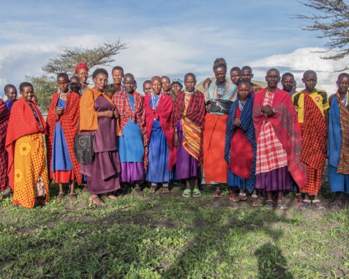 Group photo with Maasai woman