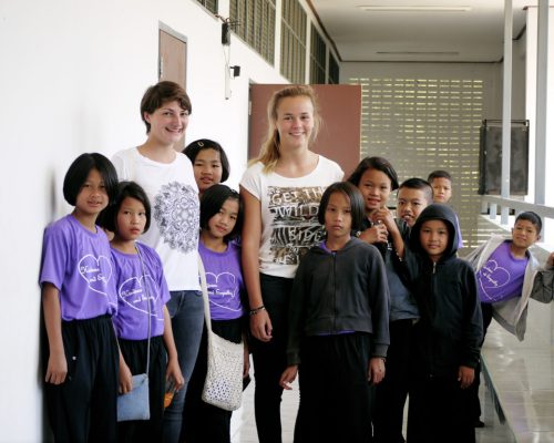 Group picture of participants with students