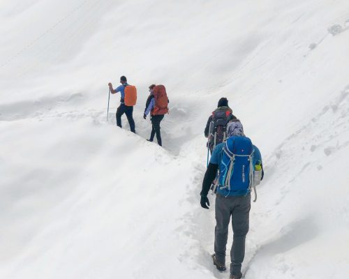 hiking in snow