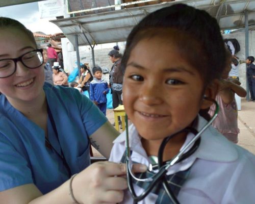 medical volunteer abroad in peru with stethascope in hospital