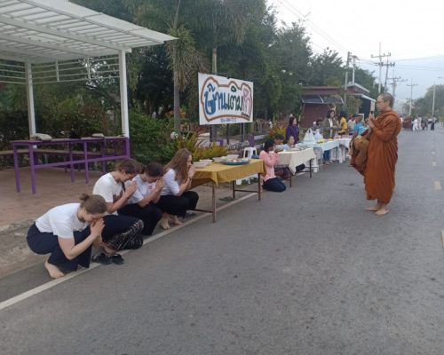 Monks collecting alms