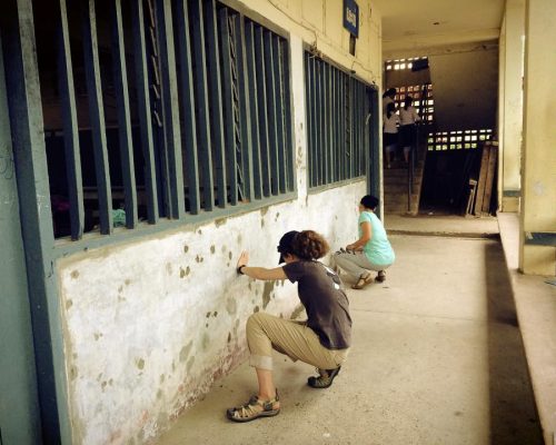 Painting a classroom's wall