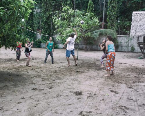 playing vollyball