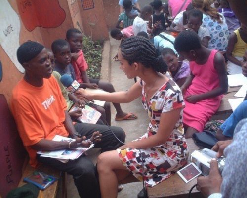 Participant interviewing local man