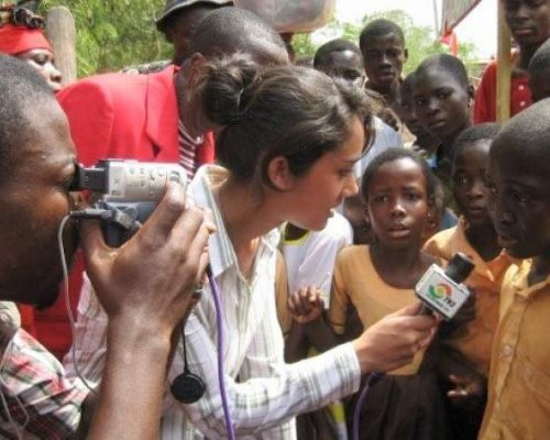 Participant interviewing students