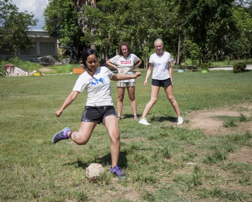 Participant playing football