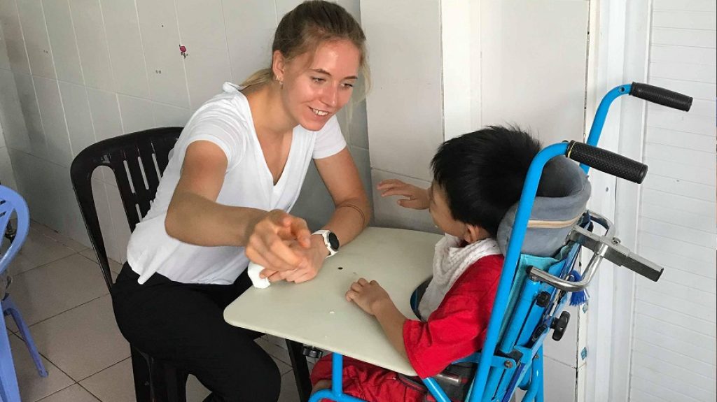 Participant playing with a child