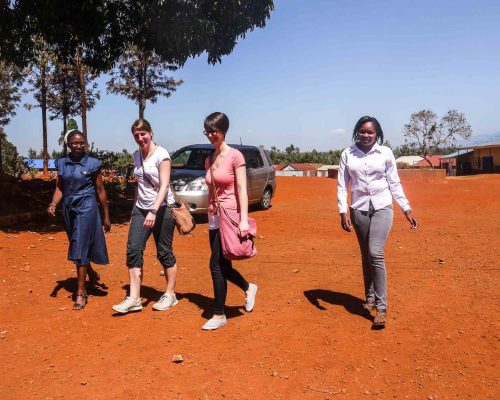 Participants leaving the school